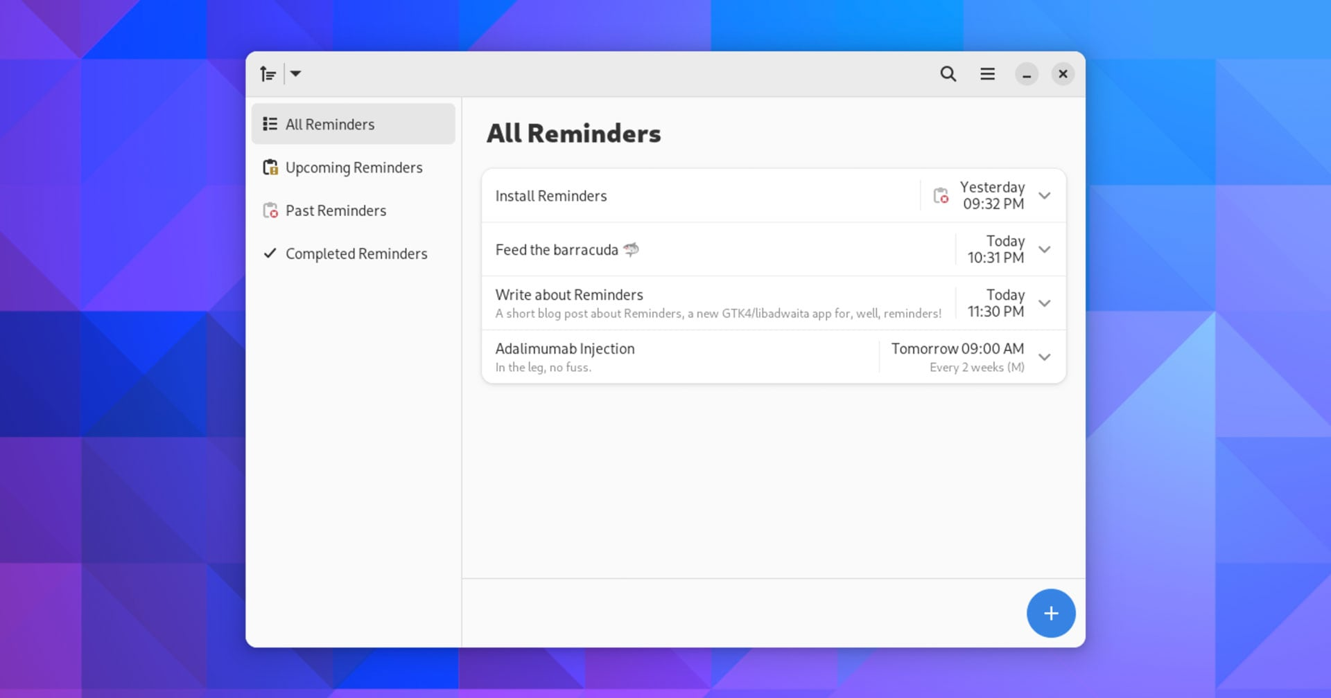 Reminders — приложение для напоминаний в Linux